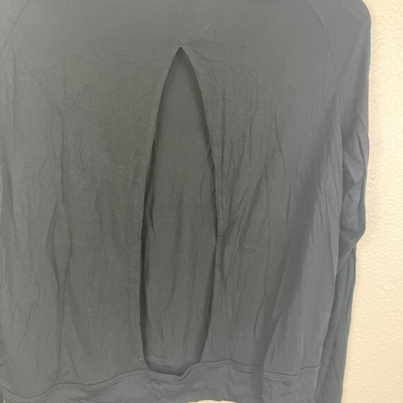 Shein Scoop Neck Open Back Long Sleeve Shirt Black Women’s Size M - Picture 6 of 10